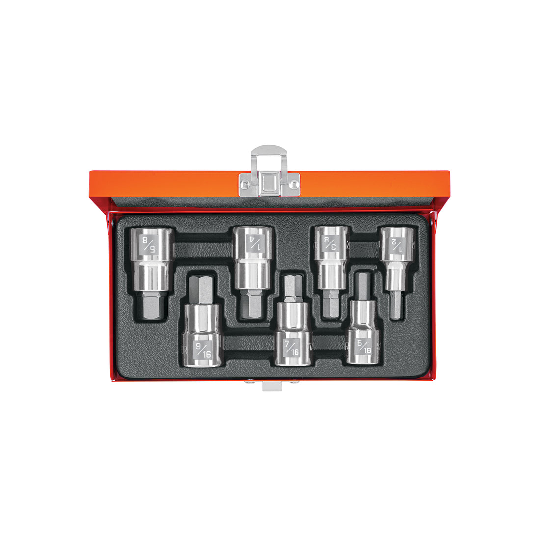 JPH-1/2X7PH Juego de 7 dados cuadro 1/2" punta hex std, estuche metálico