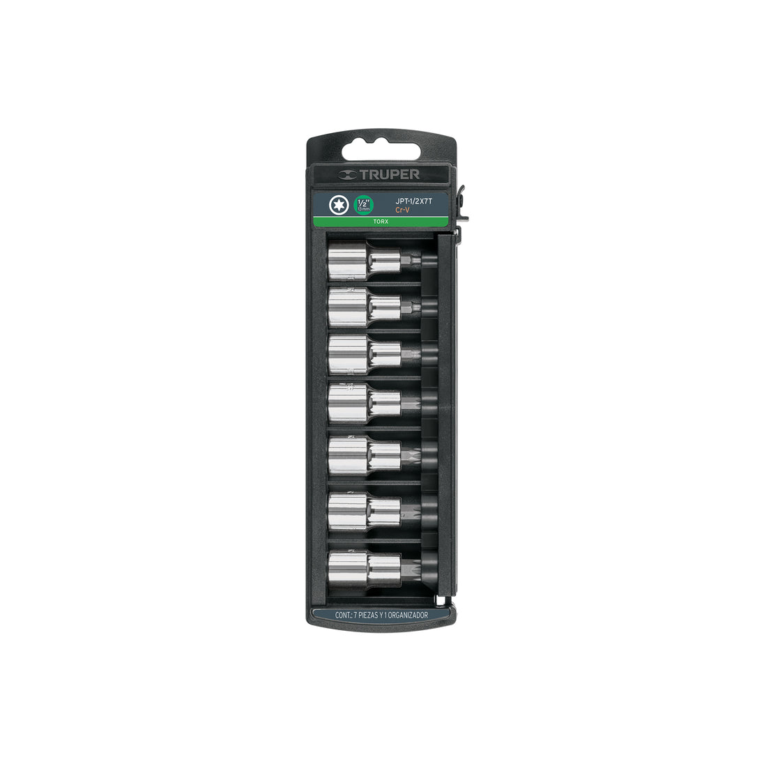 JPT-1/2X7T Juego de 7 dados cuadro 1/2" punta torx, Truper