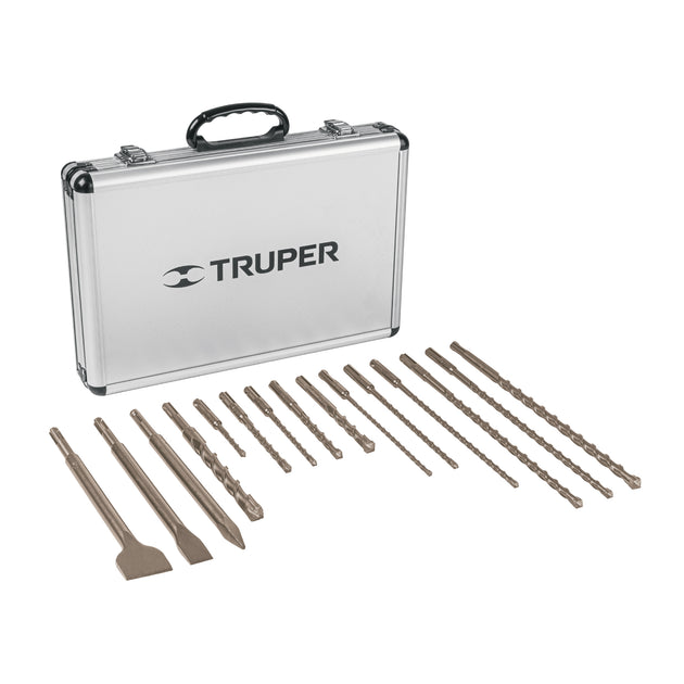 JSDS-15 Juego de 15 brocas y cinceles SDS Plus en estuche, TRUPER