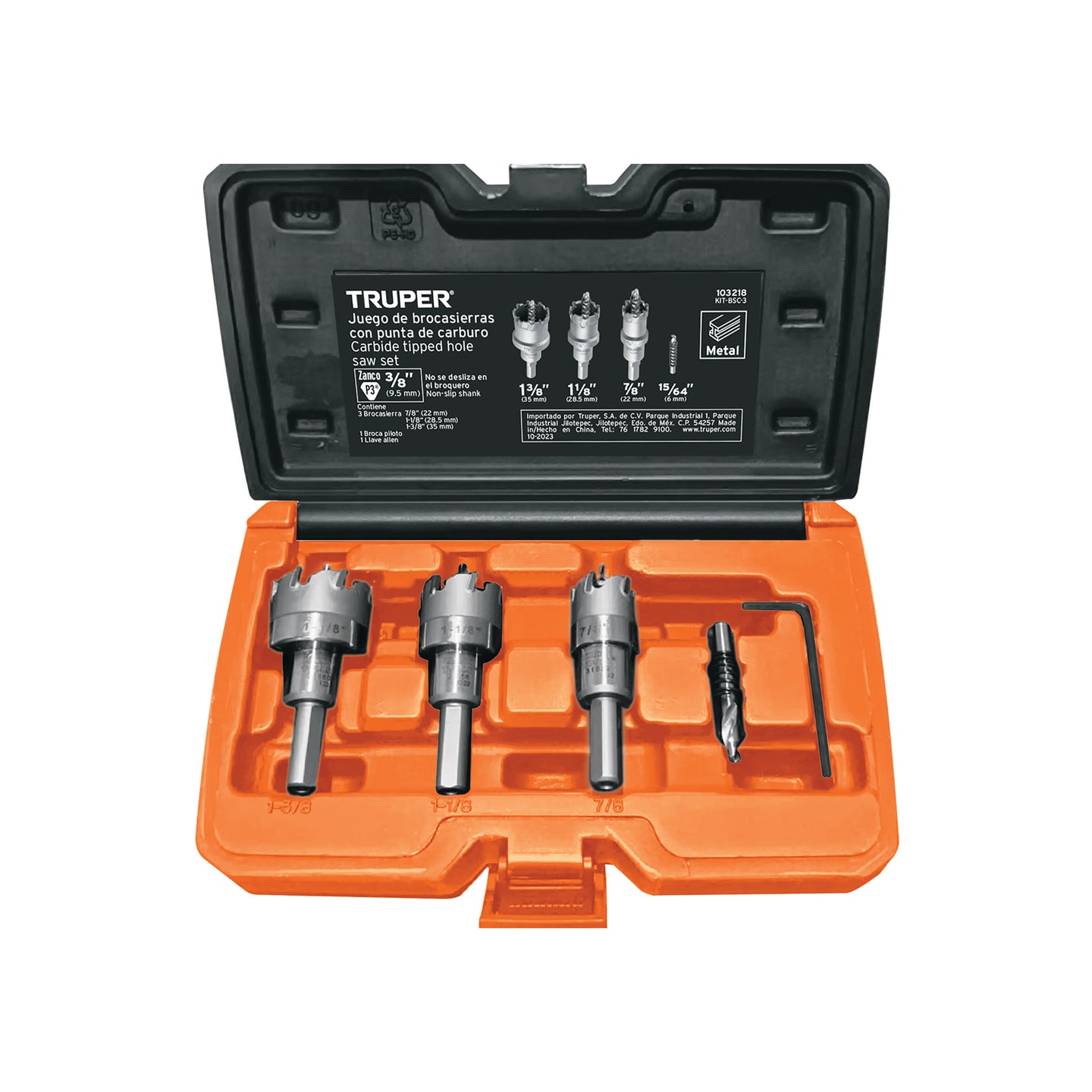KIT-BSC-3 Juego de 3 brocasierras de carburo de tungsteno, Truper