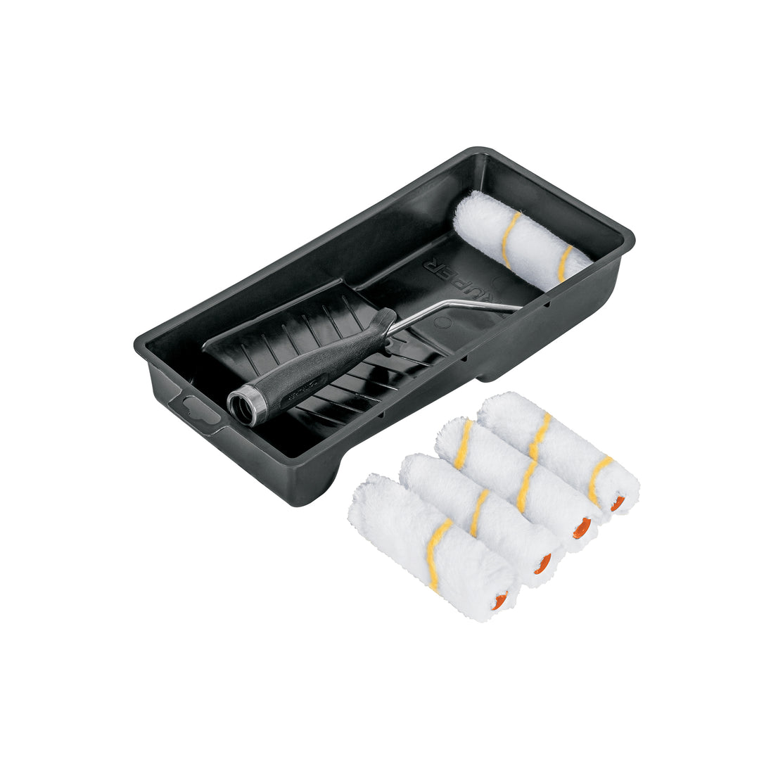 KIT-ROPI-420N Kit de rodillo para pintar, 4" (maneral, charola y 5 felpas)
