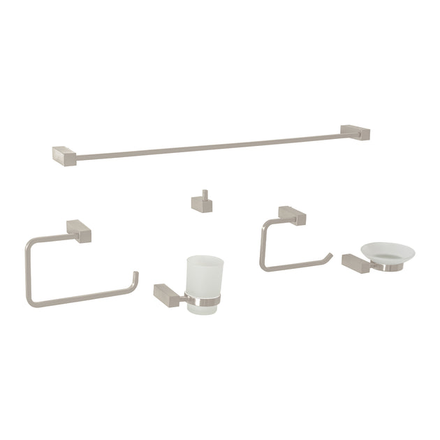 KUA-7000N Juego de 6 accesorios para baño, satín, FOSET KUBO