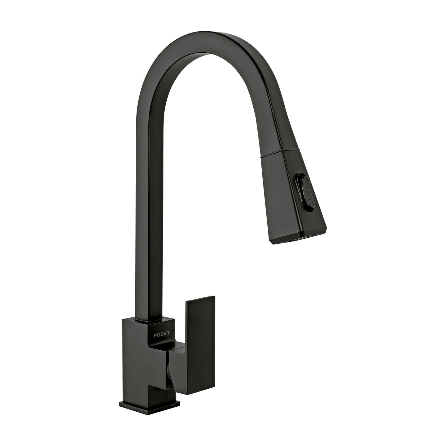 KUF-82M Monomando nariz retráctil para fregadero, negro, FOSET KUBO