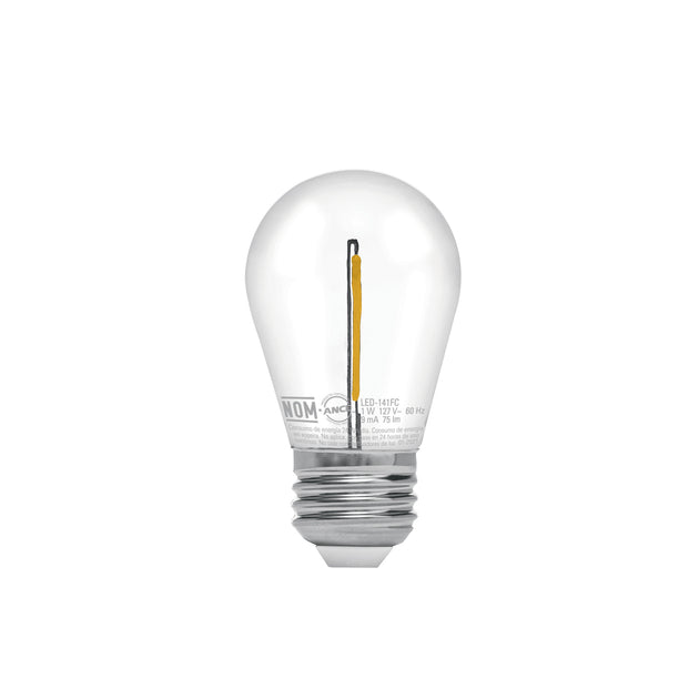 LED-141FC Foco LED filamento 1 W, S14, 2200K luz ambar, E26, VOLTECK