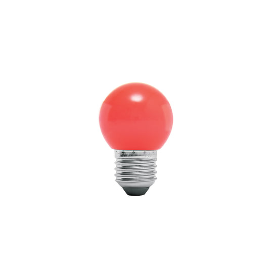 LED-1RO Foco LED 1 W, tipo globo G45, color rojo, E26, VOLTECK
