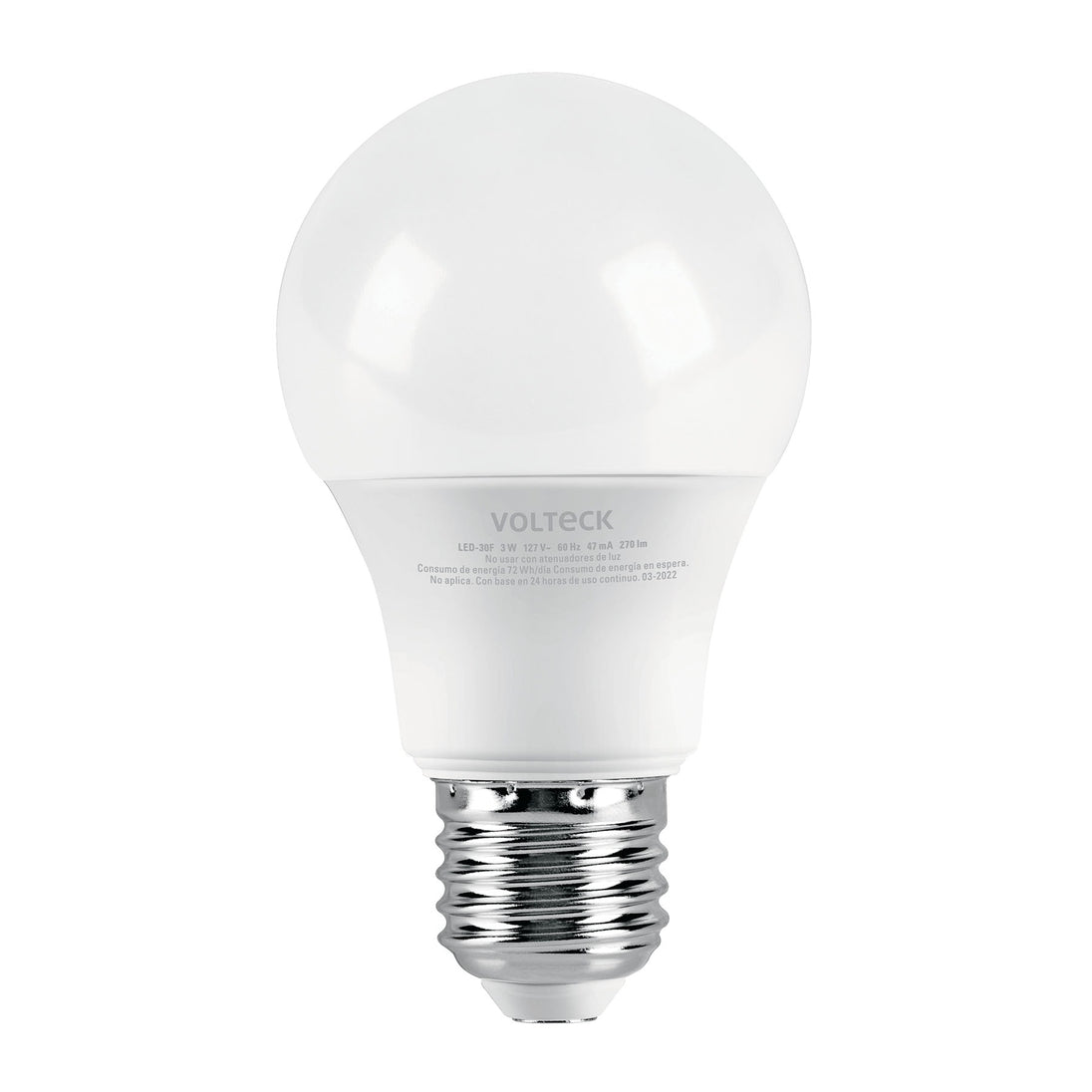 LED-30F Foco LED 3W (25W) A19, 6500K blanca fría, 270 lm, blíster