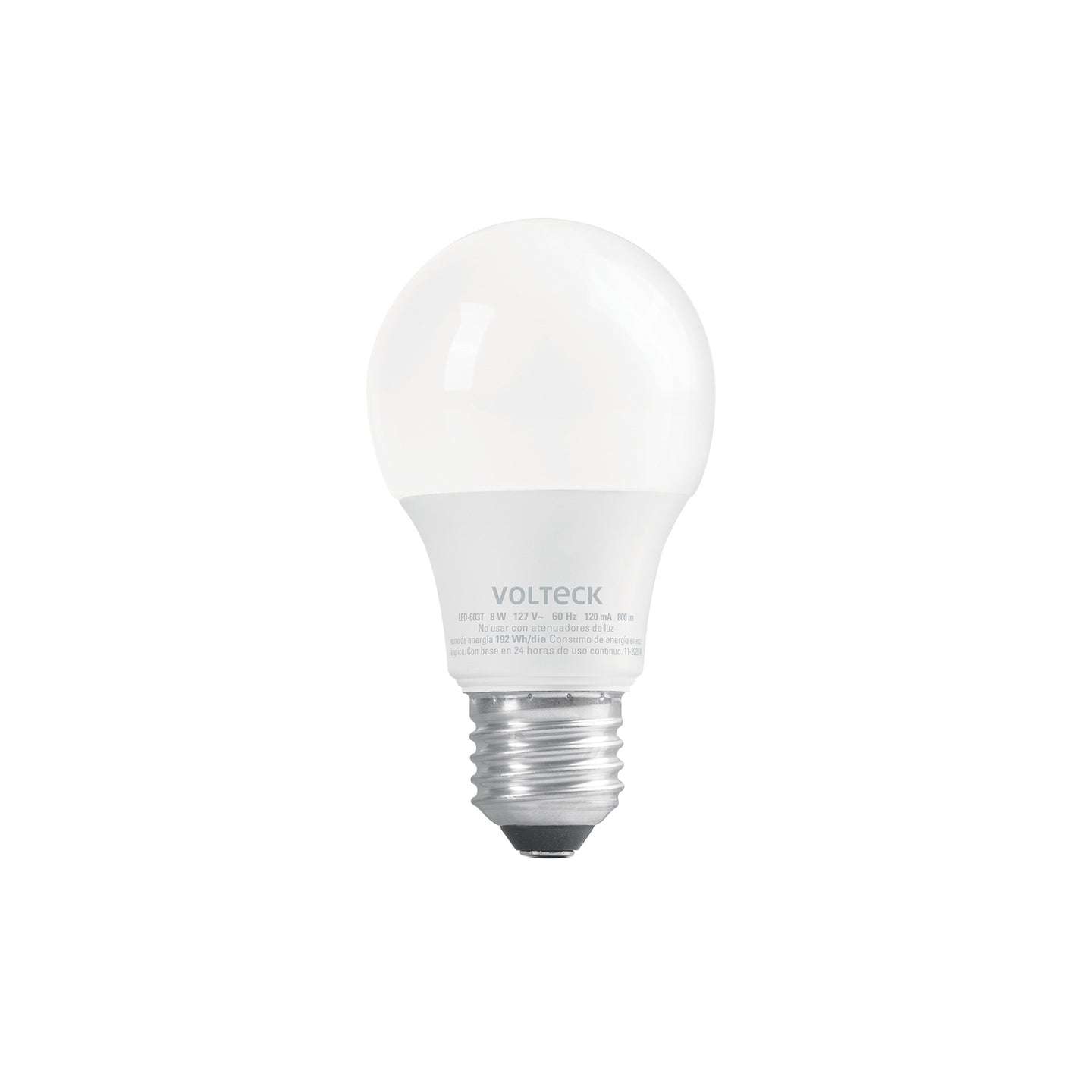 LED-603T Foco LED 8W (60W) A19, con 3 tonos de luz, VOLTECK