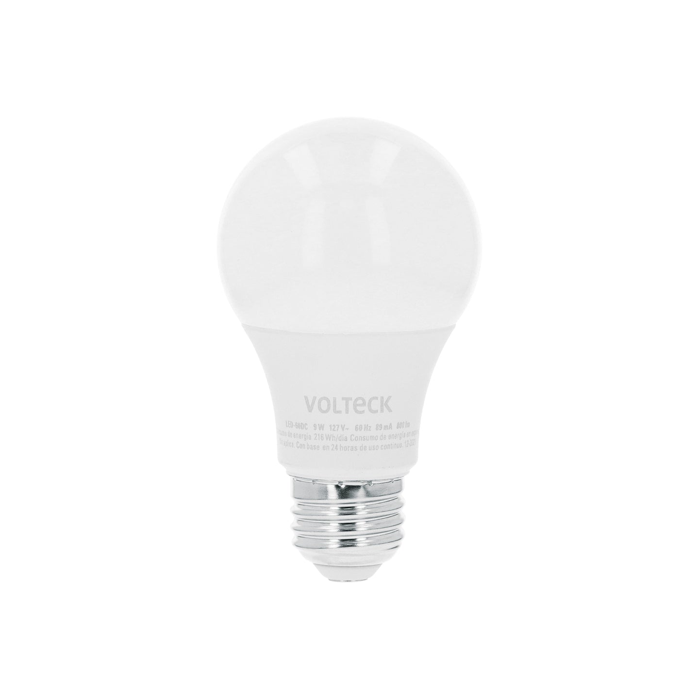 LED-60DC Foco LED 9W (60W) A19 3000K blanca cálida atenuable, VOLTECK