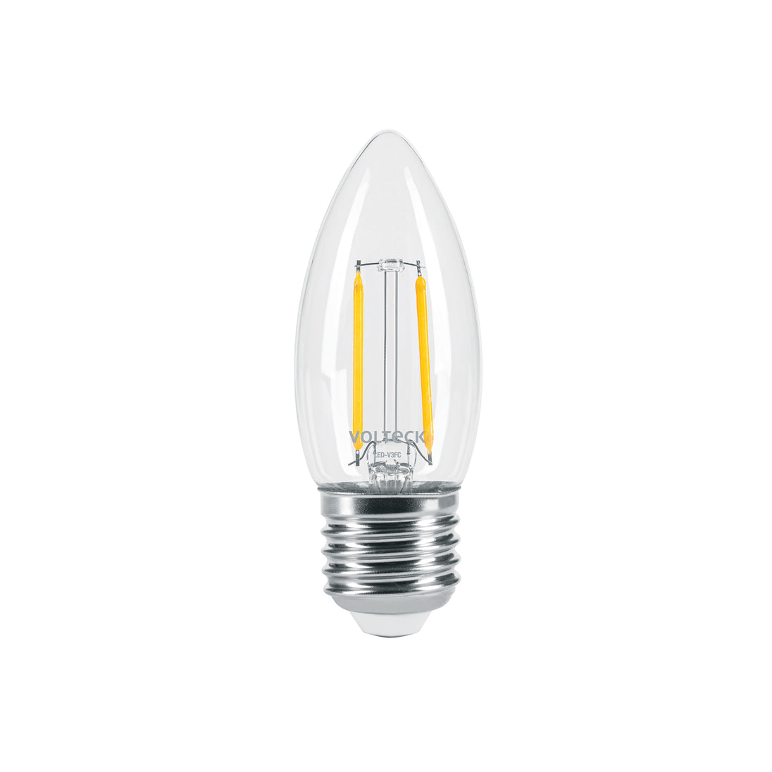 LED-V3FC Foco LED filamento 3 W, vela, 2700K luz ambar, E26, VOLTECK