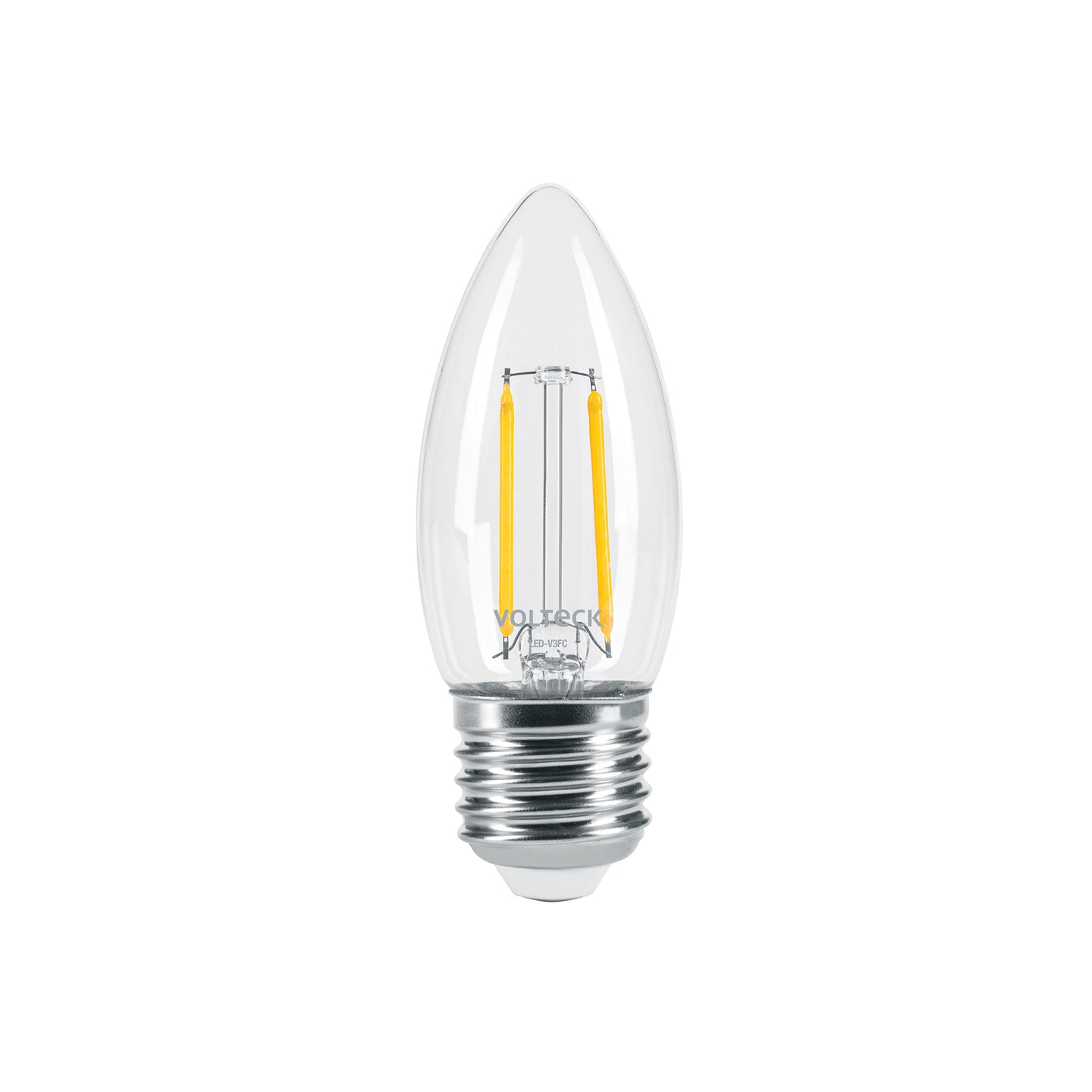LED-V3FC Foco LED filamento 3 W, vela, 2700K luz ambar, E26, VOLTECK