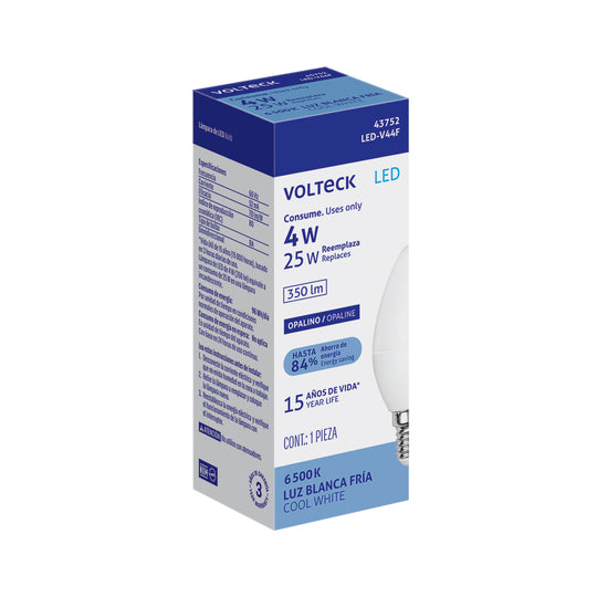 Bombilla LED Vela Volteck LED-V44F E14 6500K 350lm | Luz Fría