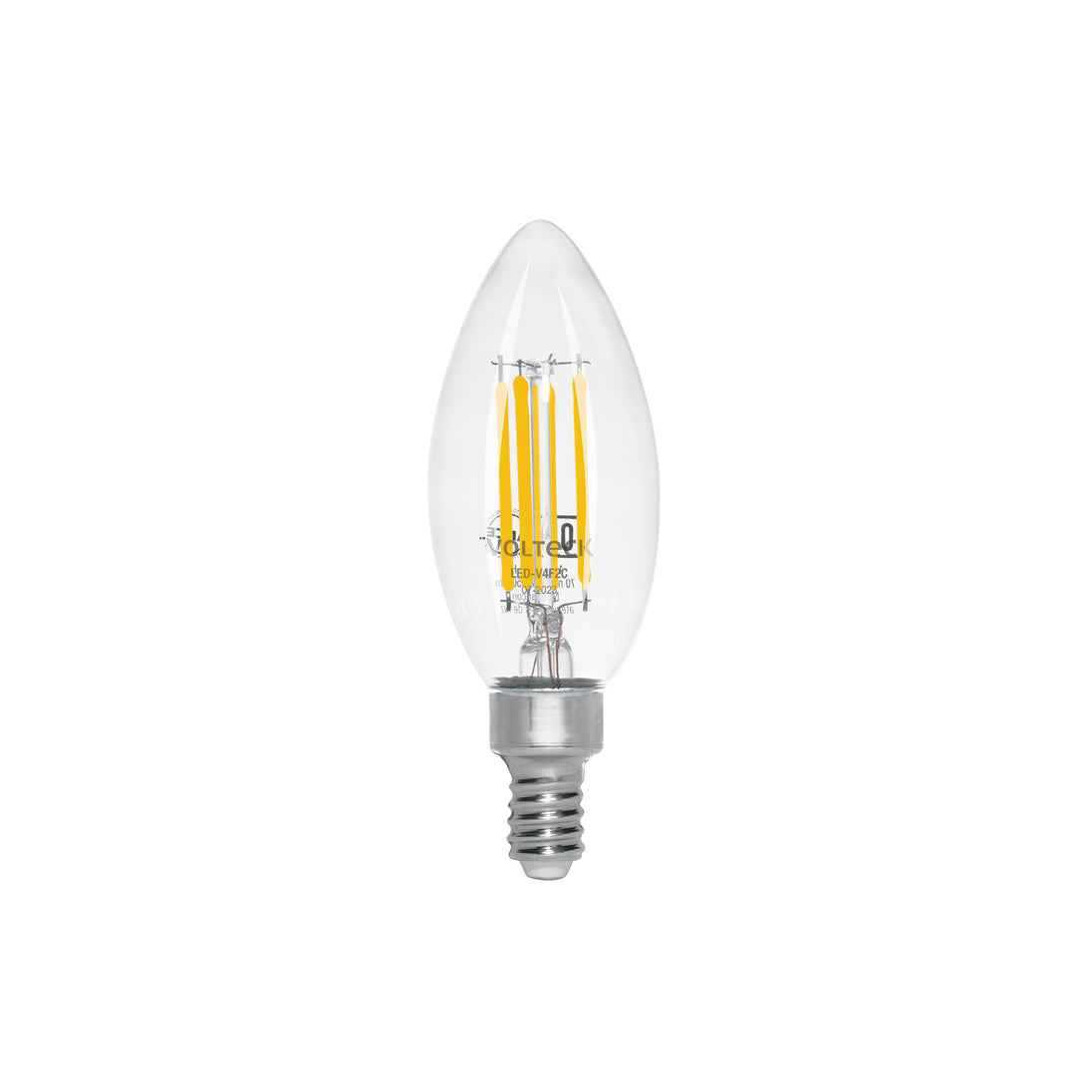 LED-V4F2C Foco LED filamento 4 W, vela, 2700K luz ambar, E12, VOLTECK