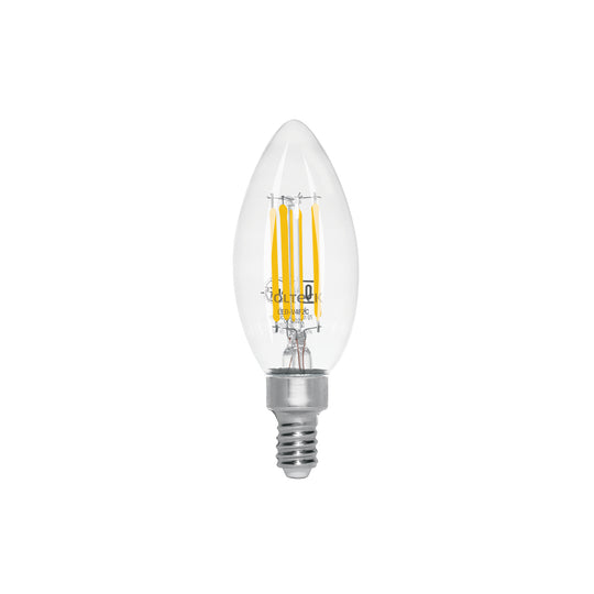 LED-V4F2C Foco LED filamento 4 W, vela, 2700K luz ambar, E12, VOLTECK
