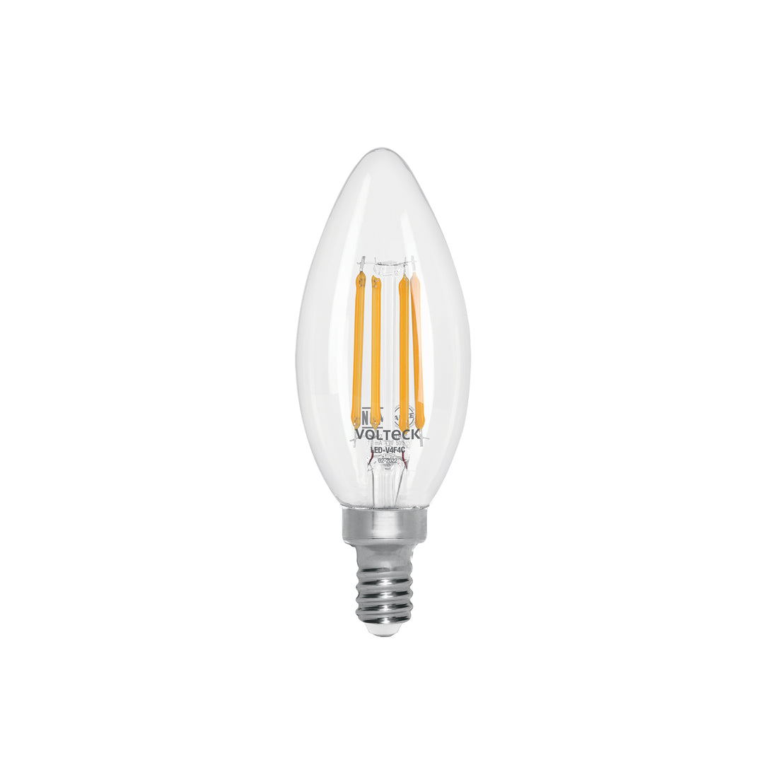 LED-V4F4C Foco LED filamento 4 W, vela, 2700K luz ambar, E14, VOLTECK