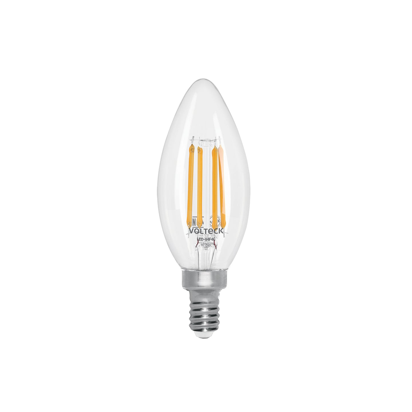 LED-V4F4C Foco LED filamento 4 W, vela, 2700K luz ambar, E14, VOLTECK