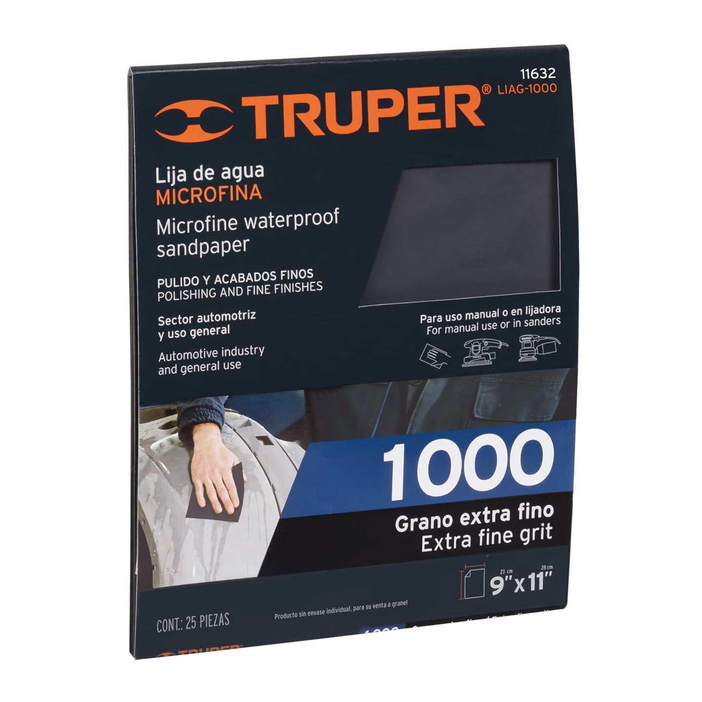 LIAG-1000 Lija de agua grano 1000 microfina carburo de silicio, Truper