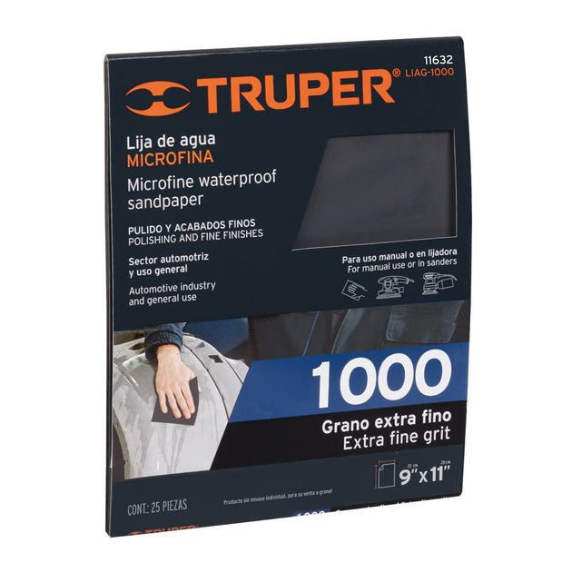 LIAG-1000 Lija de agua grano 1000 microfina carburo de silicio, Truper