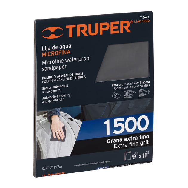 LIAG-1500 Lija de agua grano 1500 microfina carburo de silicio, Truper