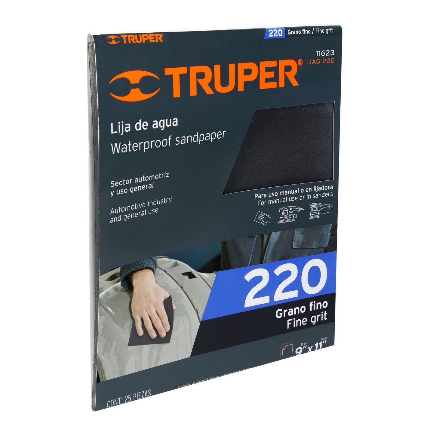 LIAG-220 Lija de agua grano 220 de carburo de silicio, Truper