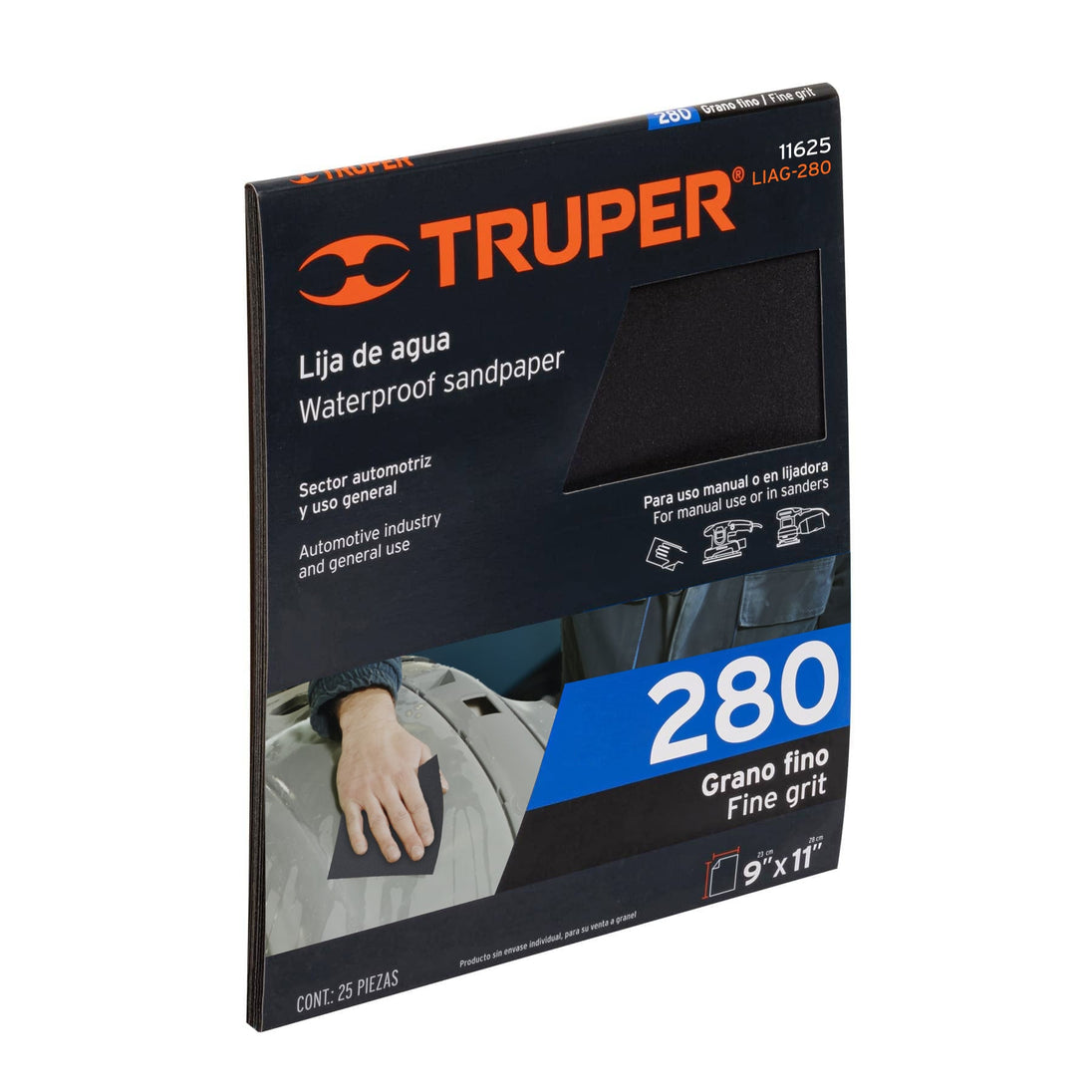 LIAG-280 Lija de agua grano 280 de carburo de silicio, Truper