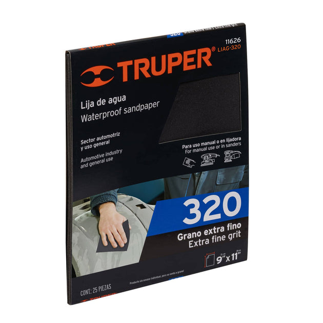 LIAG-320 Lija de agua grano 320 de carburo de silicio, Truper