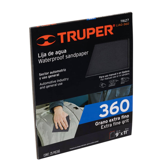 LIAG-360 Lija de agua grano 360 de carburo de silicio, Truper