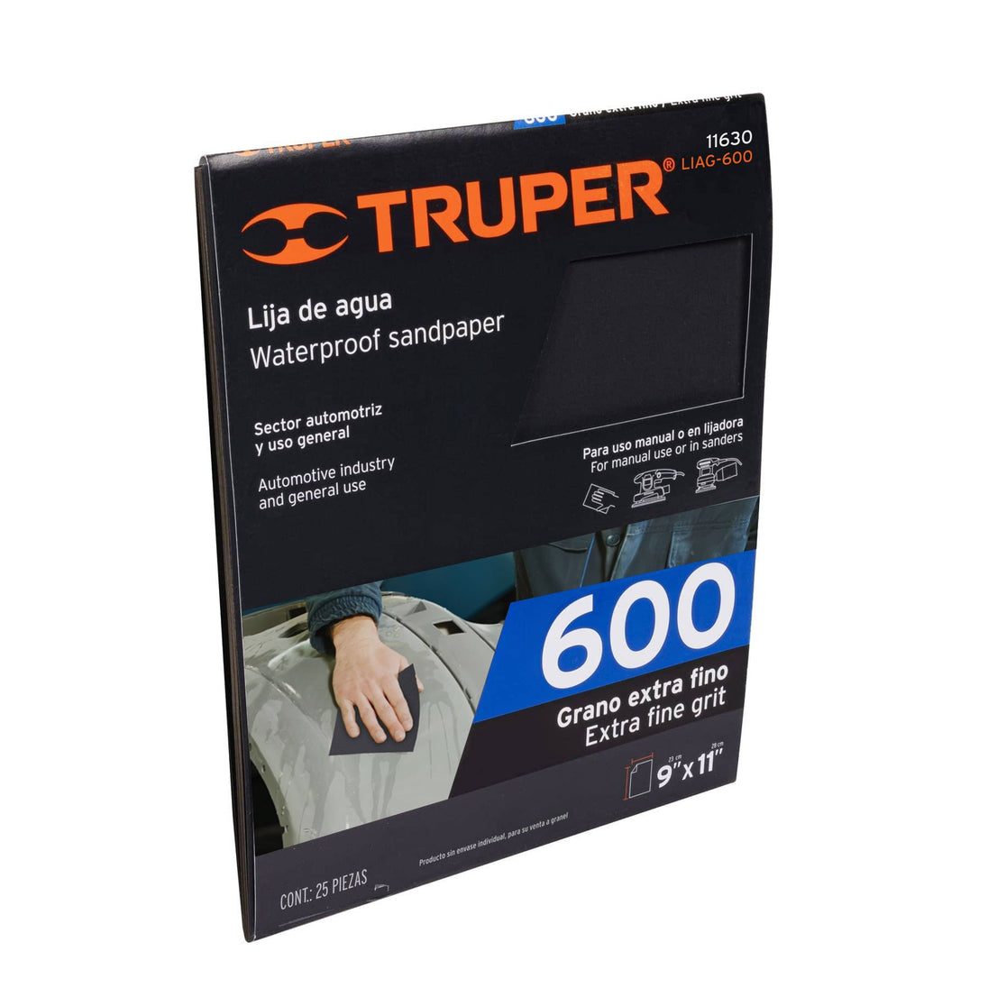 LIAG-600 Lija de agua grano 600 de carburo de silicio, Truper