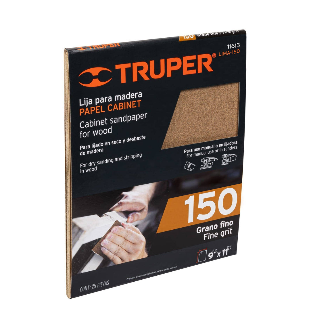 LIMA-150 Lija para madera papel cabinet, grano 150, Truper