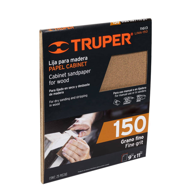 LIMA-150 Lija para madera papel cabinet, grano 150, Truper