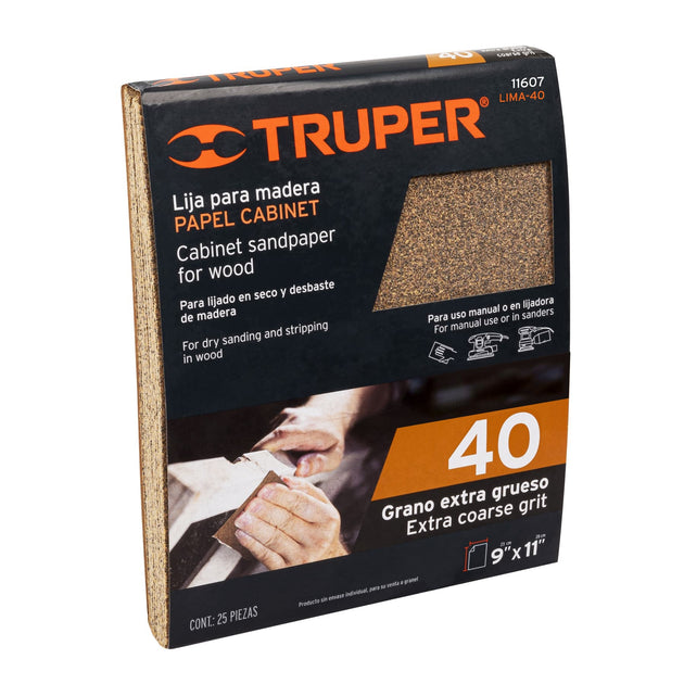 LIMA-40 Lija para madera papel cabinet, grano 40, Truper