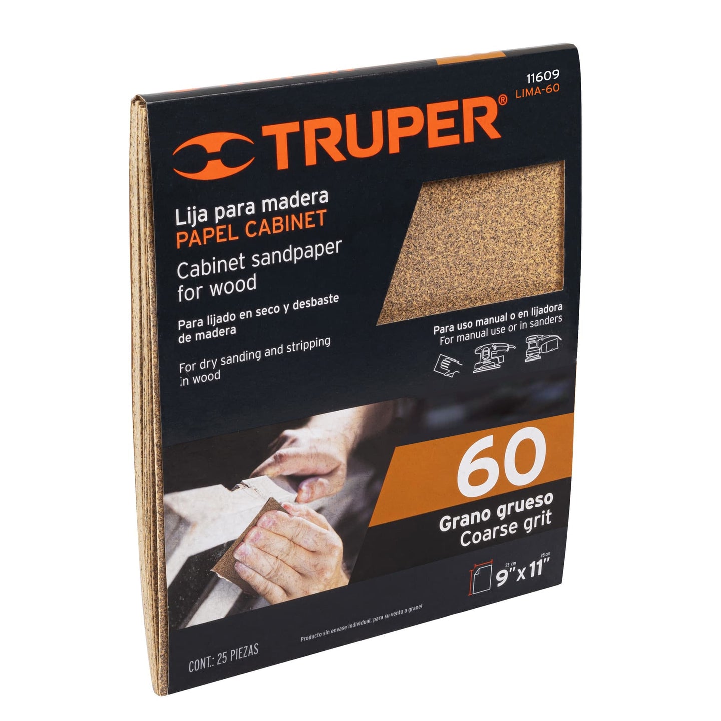 LIMA-60 Lija para madera papel cabinet, grano 60, Truper