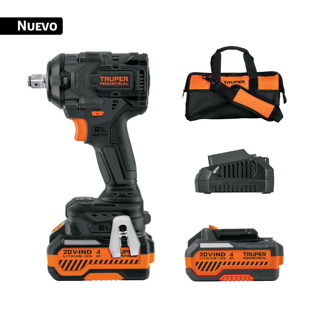 Llave Impacto Truper 20V 1/2" 650Nm Brushless 2 Bat 4Ah N20-LL6-2