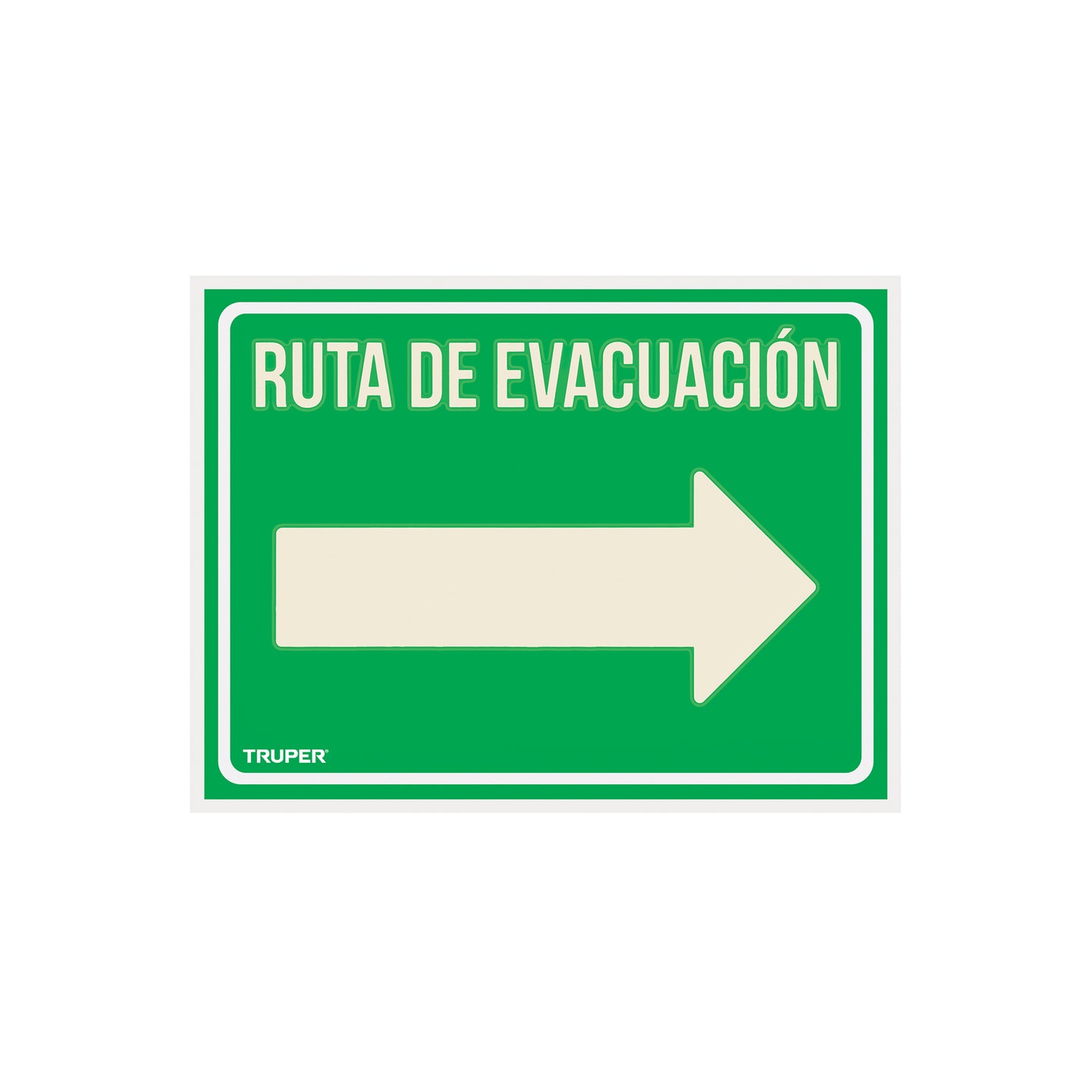 LIN-05 Letrero de señalización "RUTA EVACUACIÓN DERECHA",21 x 28 cm