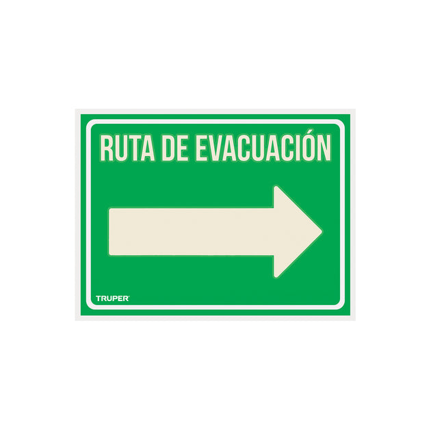 LIN-05 Letrero de señalización "RUTA EVACUACIÓN DERECHA",21 x 28 cm