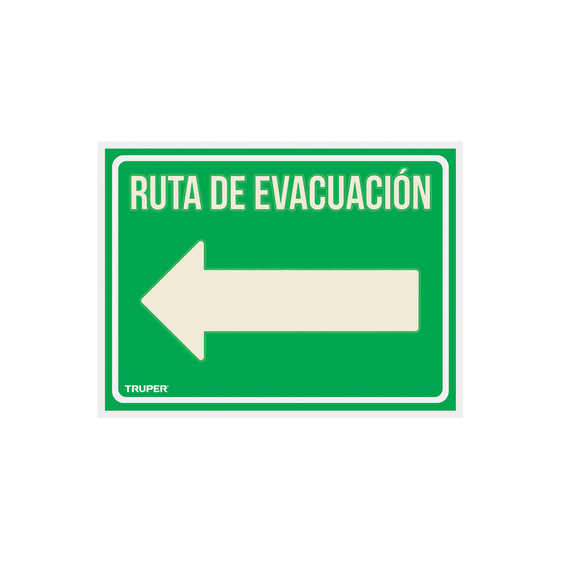 LIN-06 Letrero de señalización "RUTA EVACUACIÓN IZQUIERDA",21x28 cm