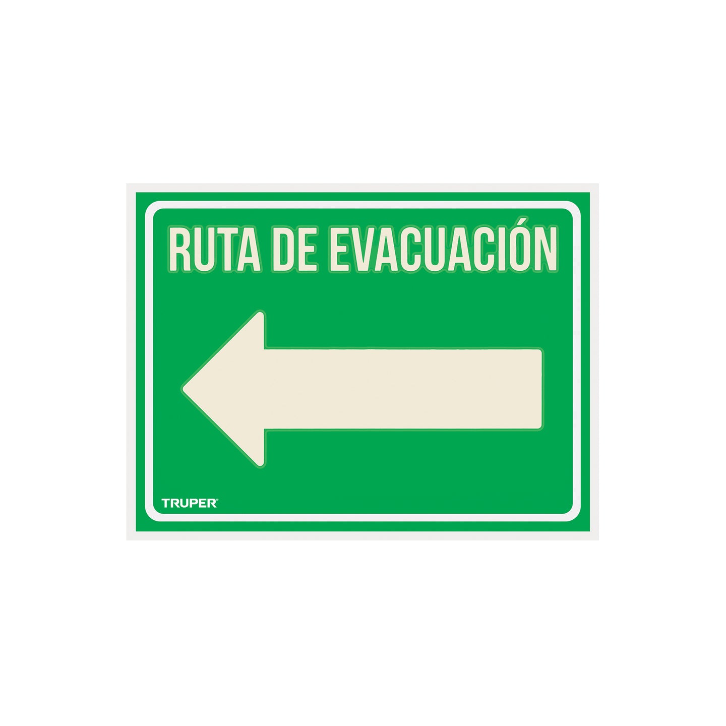 LIN-06 Letrero de señalización "RUTA EVACUACIÓN IZQUIERDA",21x28 cm