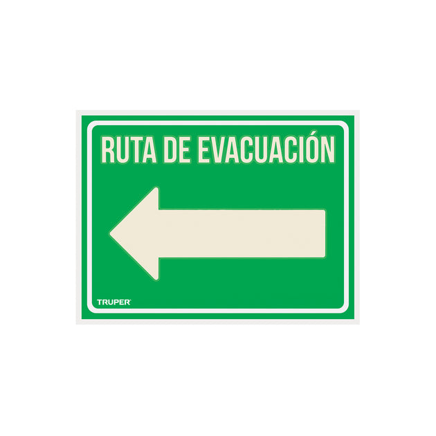 LIN-06 Letrero de señalización "RUTA EVACUACIÓN IZQUIERDA",21x28 cm
