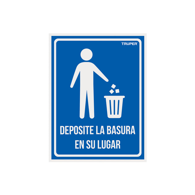 LIN-12 Letrero señalización"DEPOSITE LA BASURA EN SU LUGAR",21x28cm