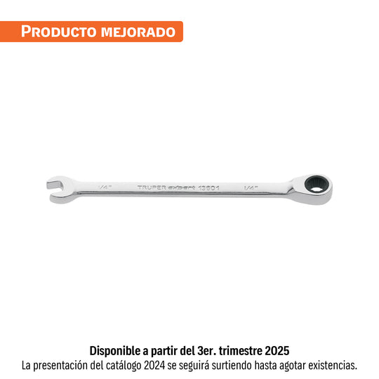 LL-2008X Llave combinada con matraca 1/4" x 120 mm largo, Expert