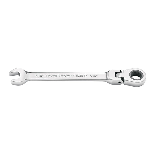 LL-2014XF Llave combinada con matraca 7/16" flexible, Expert