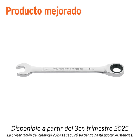 LL-2017MX Llave combinada con matraca 17 mm x 218 mm largo, Expert