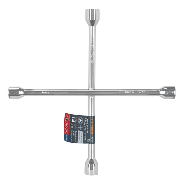 LLCR-14 Llave de cruz 14" pulida y cromada, TRUPER
