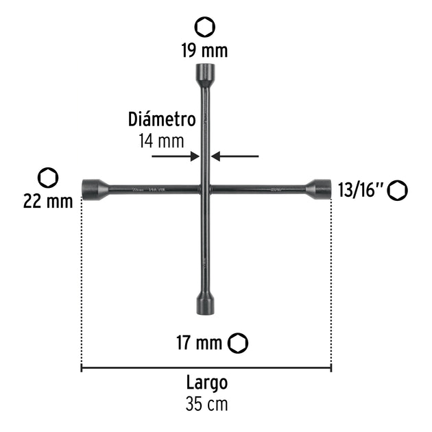 Llave de Cruz Pretul LLCR-143MP 4 Medidas | Acero Carbono