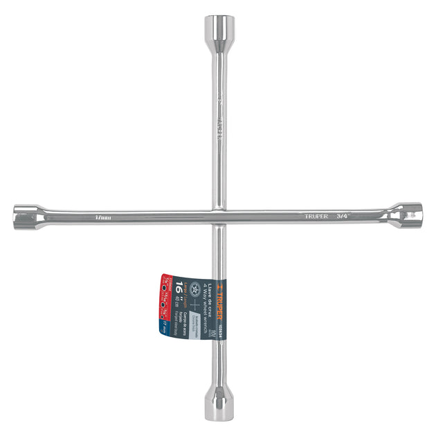 LLCR-16 Llave de cruz 16" pulida y cromada, TRUPER