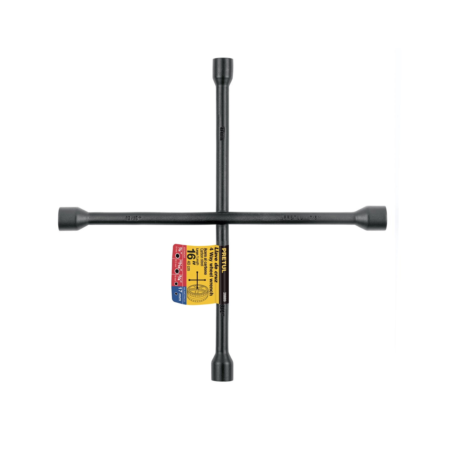 LLCR-16P Llave de cruz 16", acabado negro mate, PRETUL