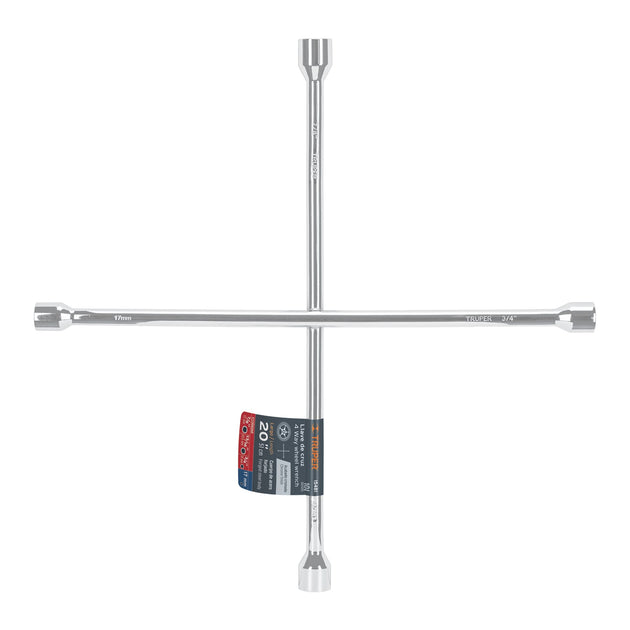 LLCR-20 Llave de cruz 20" pulida y cromada, TRUPER