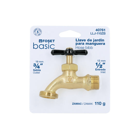 LLJ-110ZB Llave p/manguera, de zamac 110gr, 1/2", blíster, BASIC