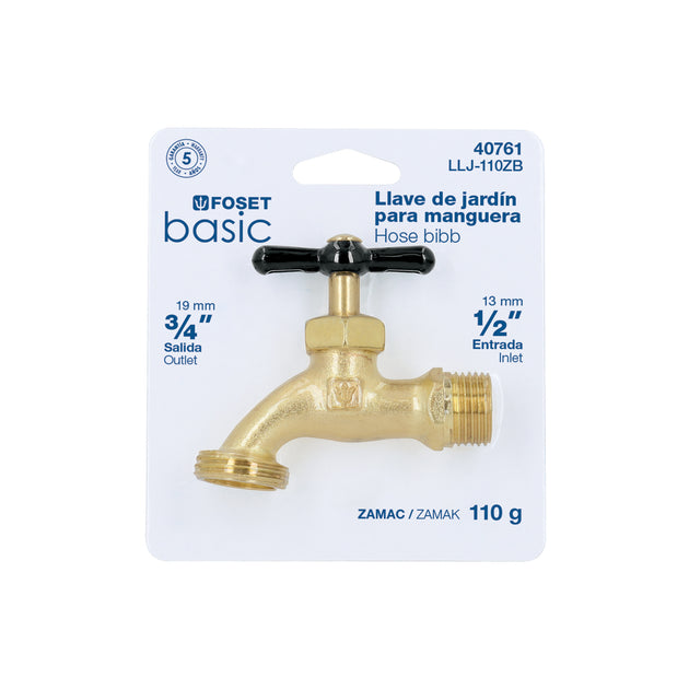 LLJ-110ZB Llave p/manguera, de zamac 110gr, 1/2", blíster, BASIC