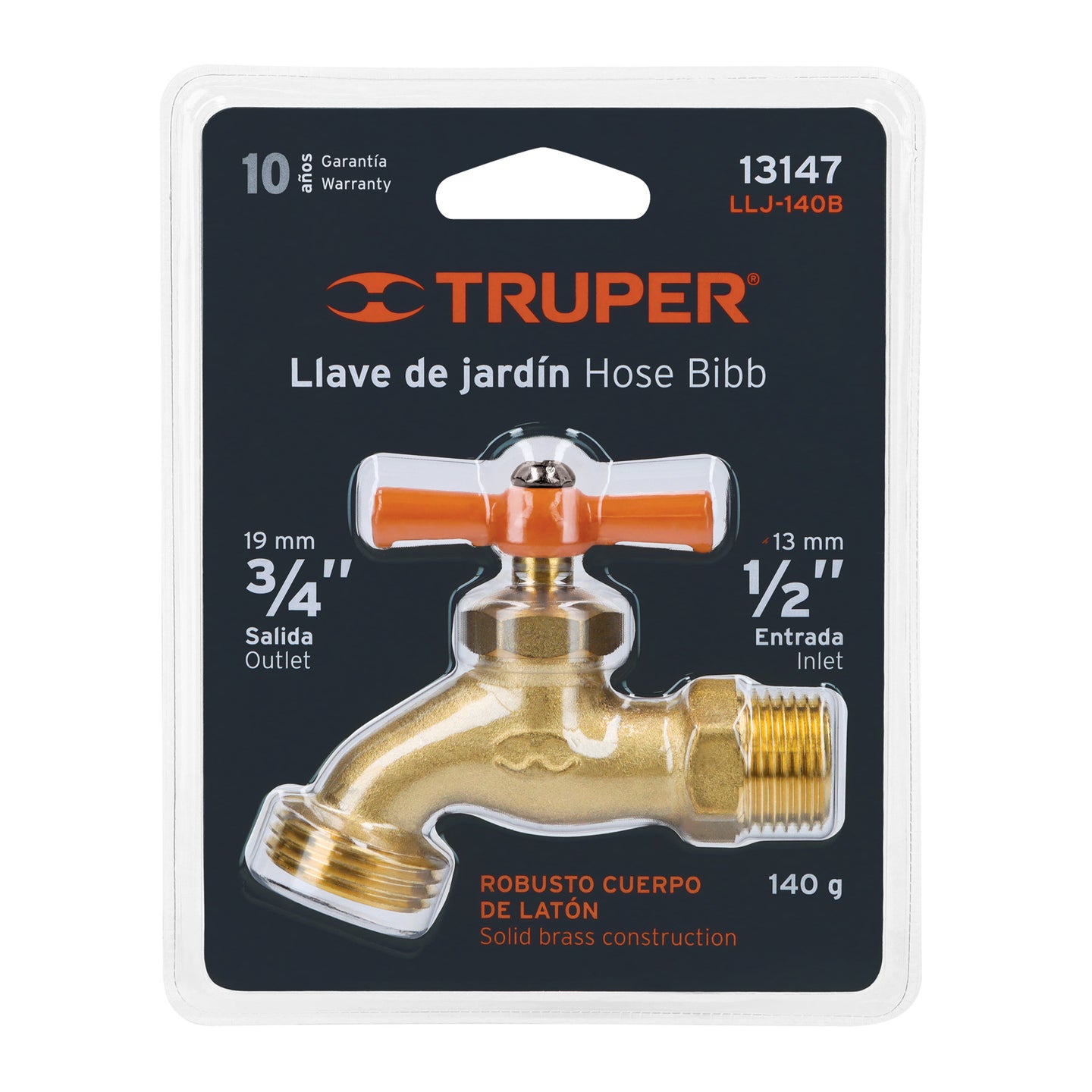 LLJ-140B Llave de nariz para jardín, 1/2" en blíster, Truper