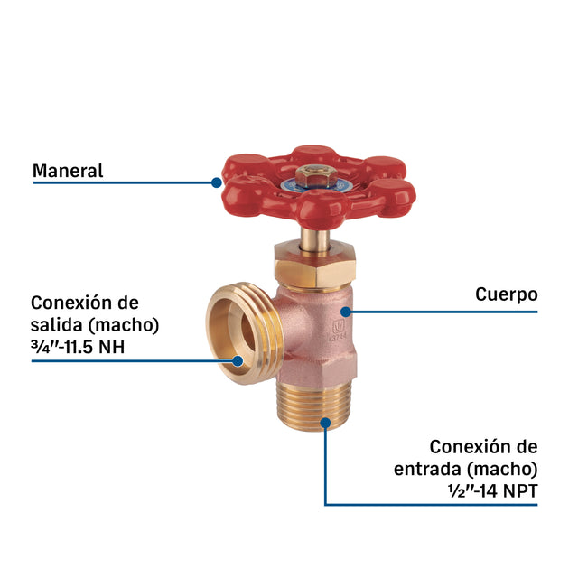 Llave Lavadora Angular Foset LLL-170C Agua Caliente 3/4" Latón